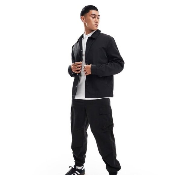 NWOT ASOS Design Lightweight Harrington Jacket Black Oversized Men’s Size Small - Picture 1 of 8